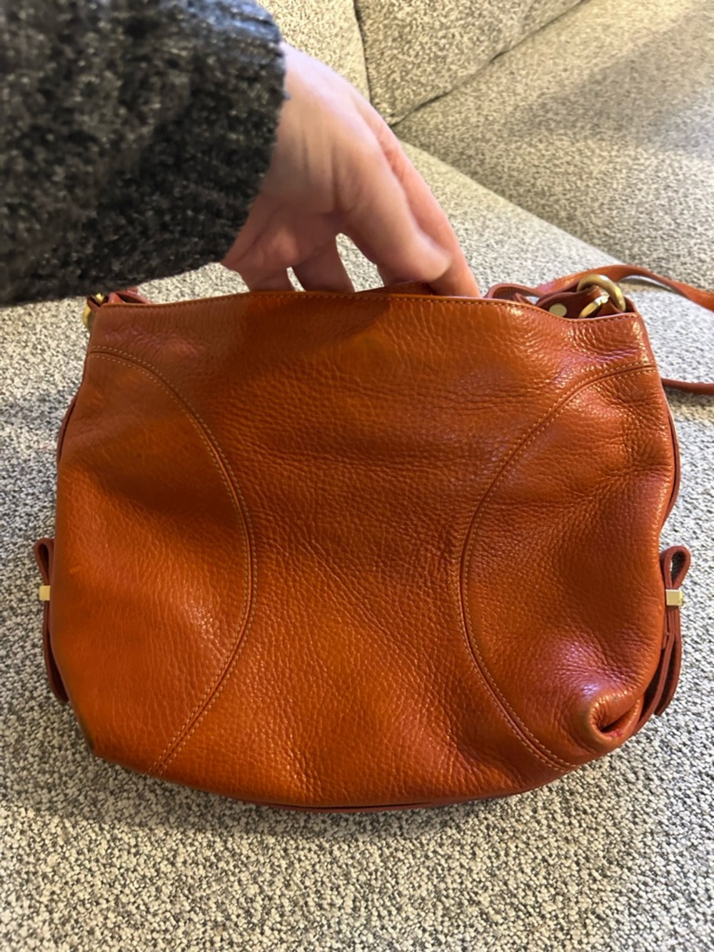Brahmin Pebbled Leather Crossbody in Burnt Orange with Gold Hardware - Picture 11 of 15